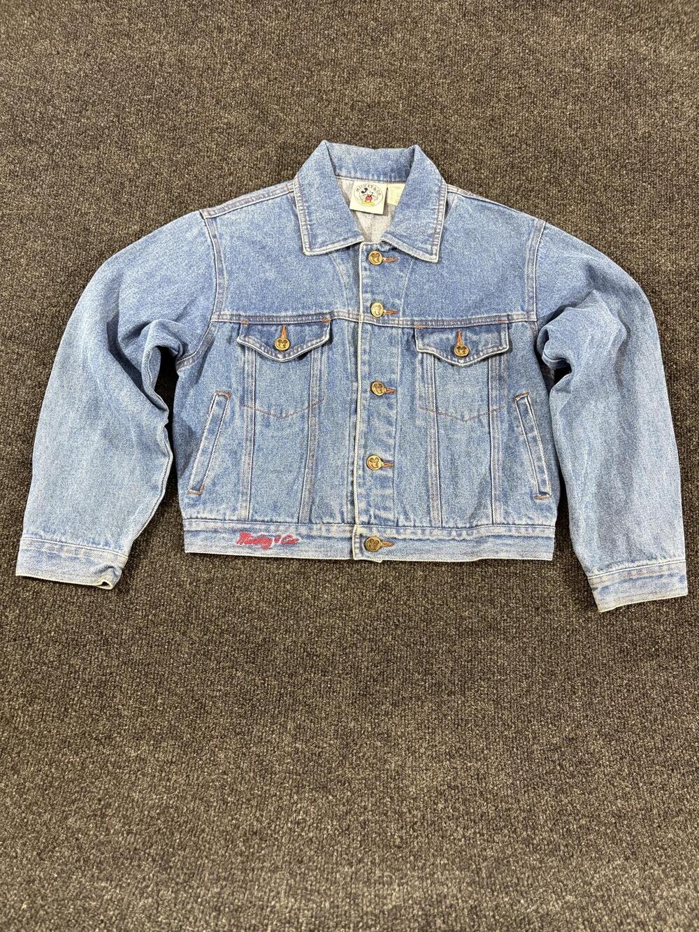 Vintage Mickey & Co Jacket Youth M Blue Denim Mickey Mouse Logo Embroidered Back